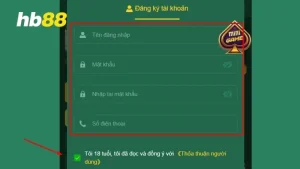 Điền thông tin đăng ký chính xác tại HB88
