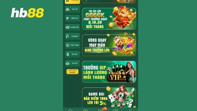Vô số ưu đãi nạp lần 2 HB88